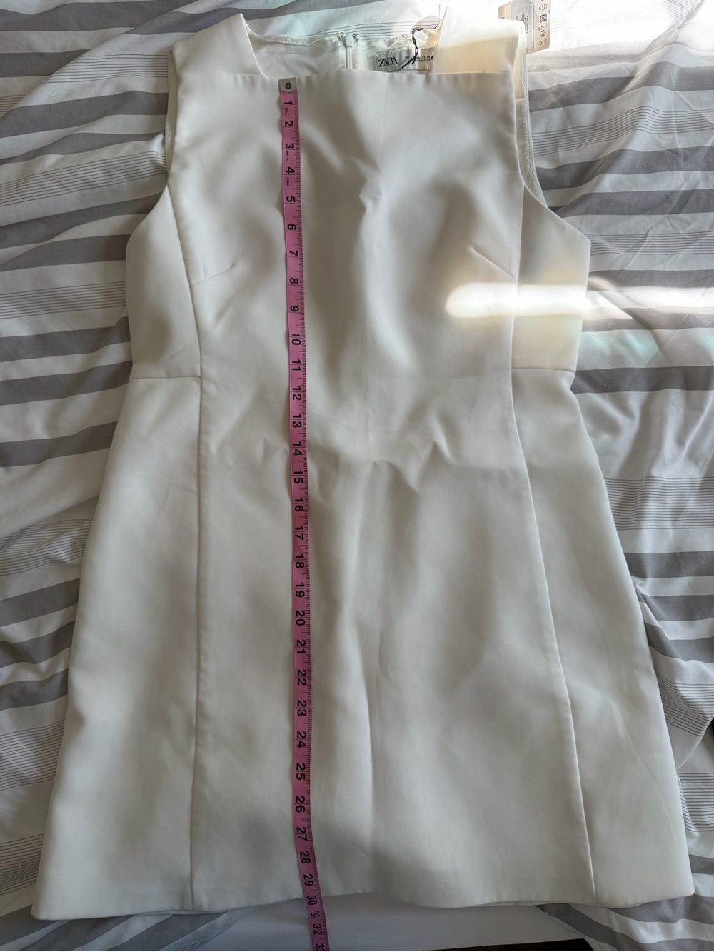 Zara White Sleeveless Shift Dress with Princess Seams